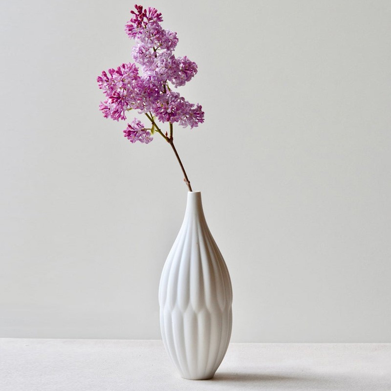 Tall white textured vase