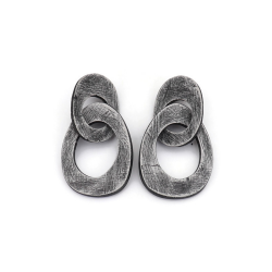 Brutalist Inspired Silver Chain Link Earrings