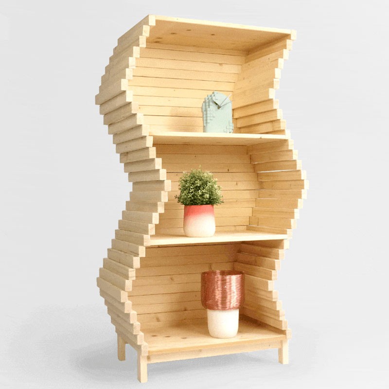 EXTENDABLE OR COLLAPSIBLE PINE WOOD BOOKSHELF