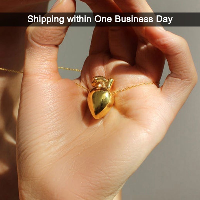 Gold Over Sterling Silver Anatomical Heart Necklace
