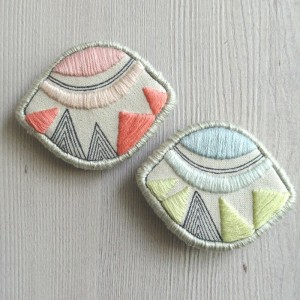 Hand Embroidered Fabric Brooch