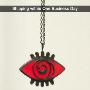 Red Stained Glass Evil Eye Statement Necklace