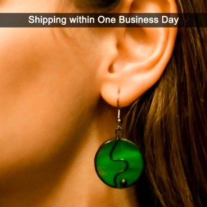 Deep Green Stained Glass Statement Earrings