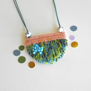 Hand Embroidered Fabric Necklace