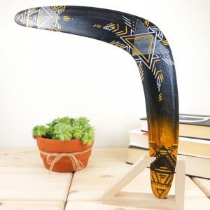 BLACK BOOMERANG HANDCRAFTED BY PROFESSIONAL ARTIST IN BIRCH PLYWOOD