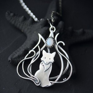 Fox Opal Pendant in silver for gifting