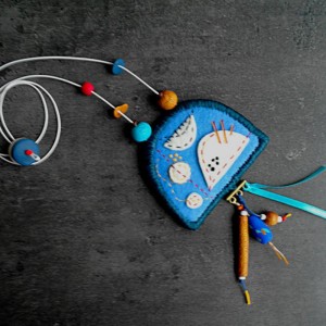 Hand Embroidered Polymer Clay Beaded Necklace