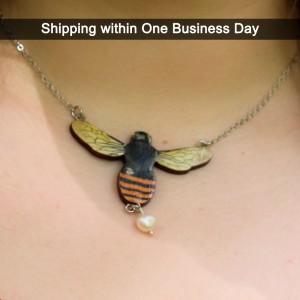 Bee with Baroque Pearl Statement Necklace