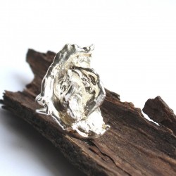 Sterling Silver Water Cast Design Rose Bud Ring