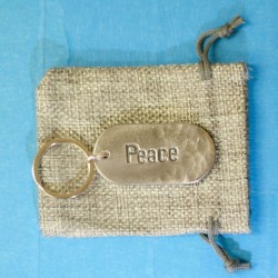 Handforged Iron Tab Key Ring with Message in Vintage Letters