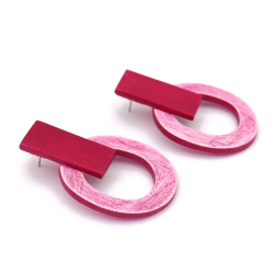 Mid Century Inspired Pink Organic Circle Earrings