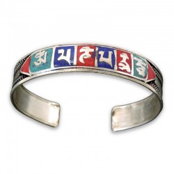 Handmade Tibetan Three Metal Healing Mantra Yoga Bracelet (3 Color White)