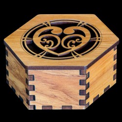 Hexagonal Wooden Heart and Koru Pattern Gift Box