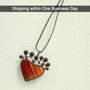 Red Stained Glass Heart Statement Necklace
