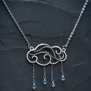Blue Topaz Silver Necklace for Rain Lovers