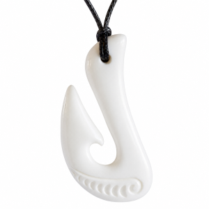 Handcarved Bone Fish Hook Matau Necklace