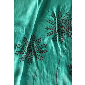 Blue Teppi Silk Stole in Indian Warli Style