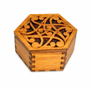 Hexagonal Wooden Kowhaiwhai Pattern Gift Box