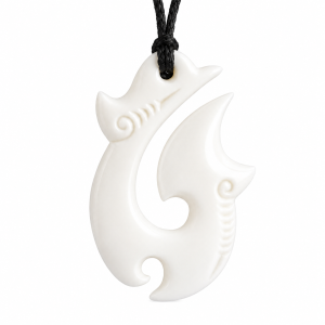 Hand Carved Bone Fish Hook Necklace or Hei-Matau in Maori