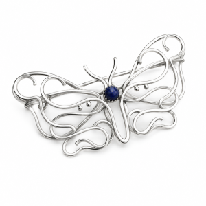  Silver Butterfly Brooch with Lapis Lazuli