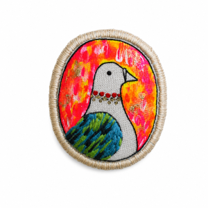 Hand Embroidered Bird Brooch