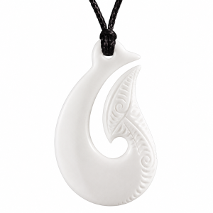 Hand Carved Bone Fish Hook Necklace