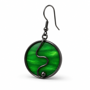Deep Green Stained Glass Statement Earrings