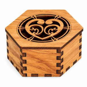 Hexagonal Wooden Heart and Koru Pattern Gift Box