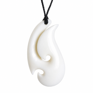 Hand Carved Bone Fish Hook Necklace or Hei-Matau in Maori
