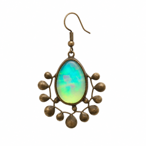 Floral Green Stained Glass Earrings