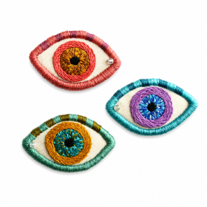 Hand Embroidered Evil Eye Brooch
