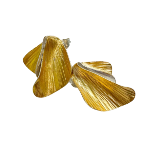 Leaf Shaped Gold Plated Stud Earrings 