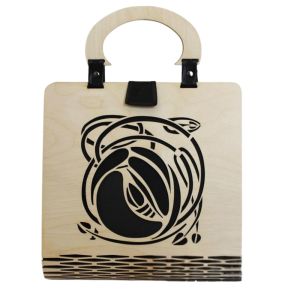 Handcrafted Wood And Silk Handbag
