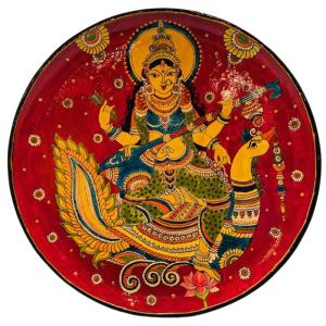 Saraswati Wall Decor in Kalamkari Style
